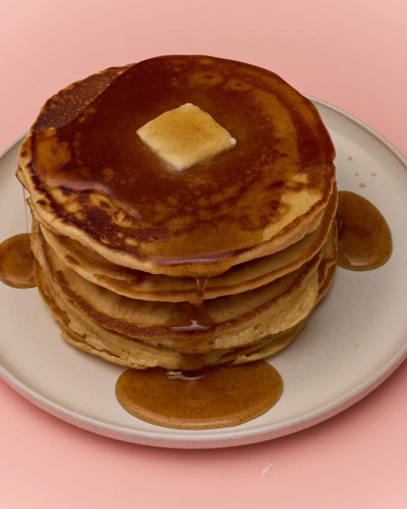 Stack of pancakes with Sappy syrup