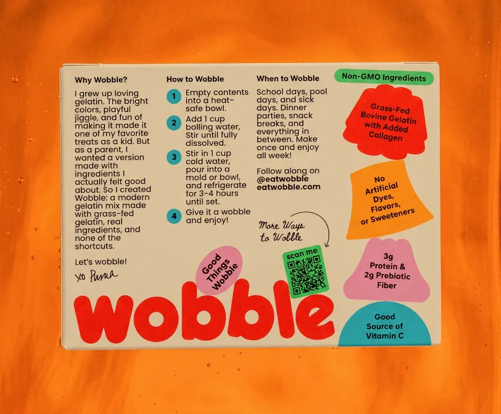 Back of the Wobble box with instructions