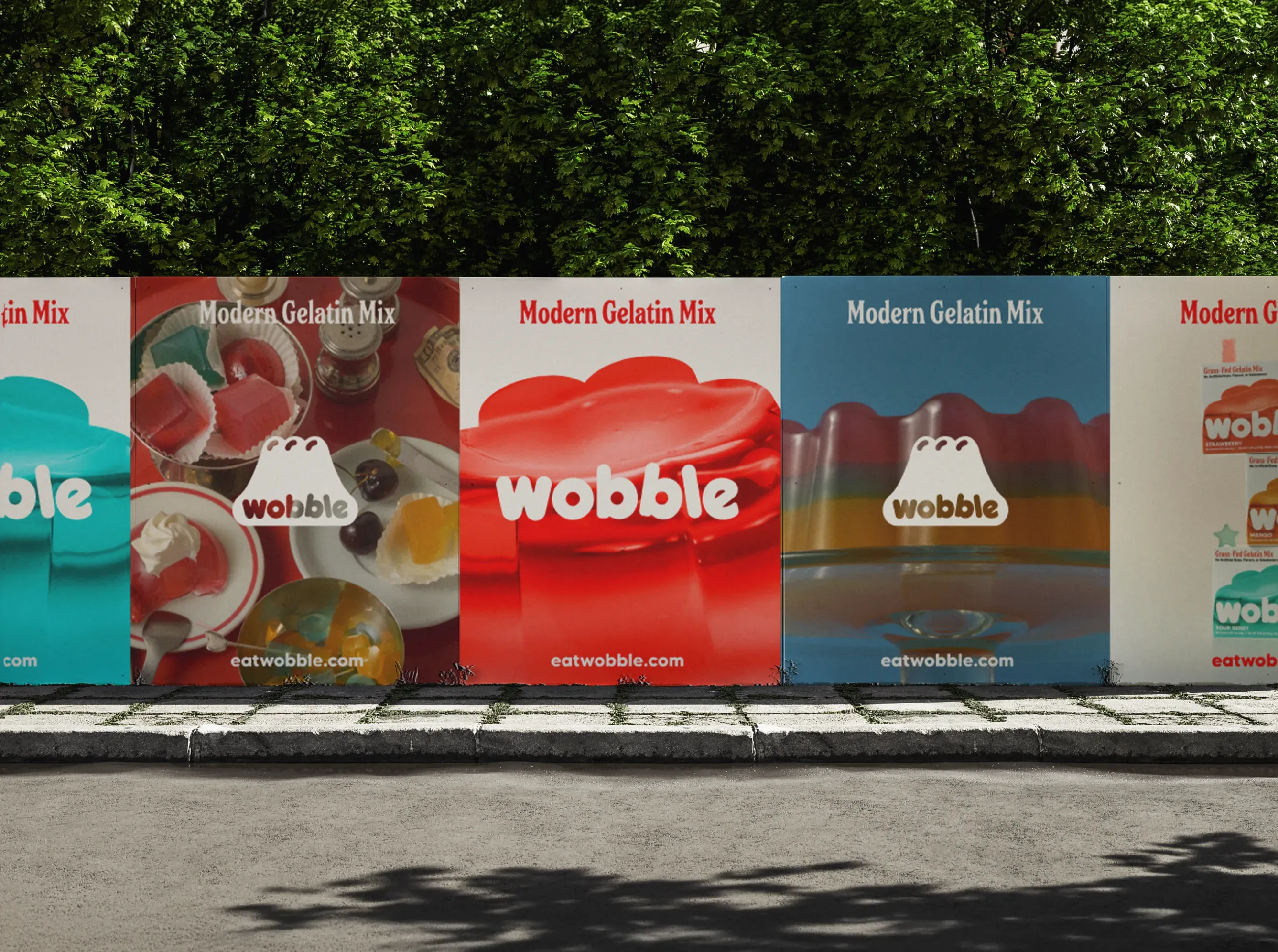 Wobble posters on a street wall