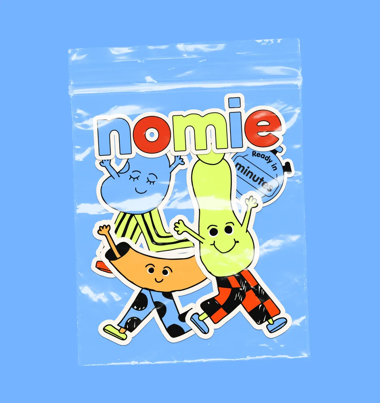 Nomie pouch illustration on blue
